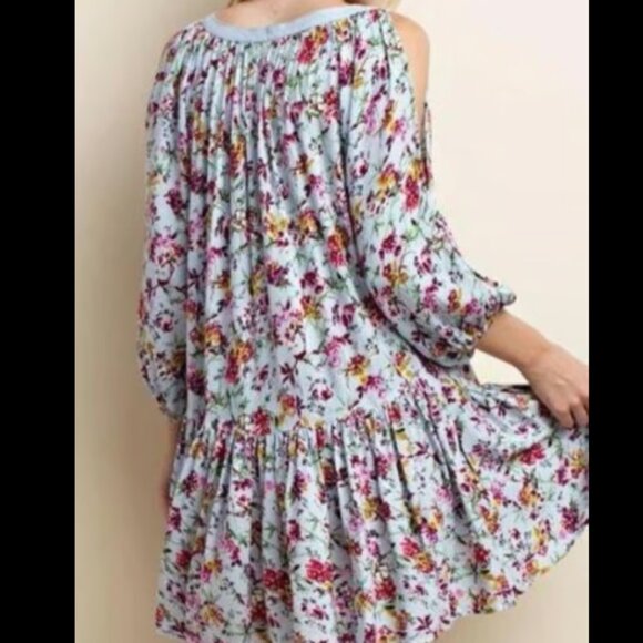 Nectar Clothing Cold Shoulder short mini dress tunic top L y2k - Picture 2 of 5